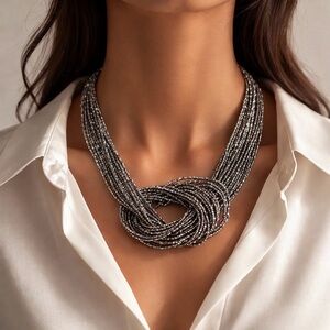 New New York & Company Silver Beaded Necklace